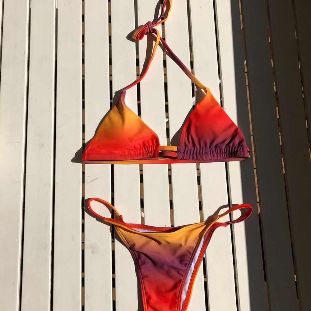 Ombré Red to Orange Bathing Suit